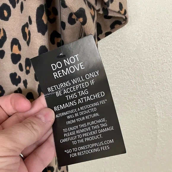 Dreams & Co. Leopard Print Zip Front Robe, 1X - Picture 4 of 8